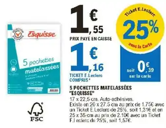 E.Leclerc 5 Pochettes matelassées "esquisse" offre