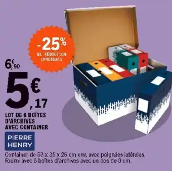 E.Leclerc Lot de 6 boîtes d'archives avec container offre