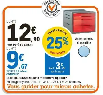 E.Leclerc Bloc de classement 4 tiroirs "esquisse" offre