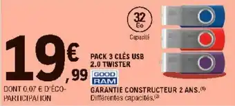E.Leclerc Pack 3 clés USB offre