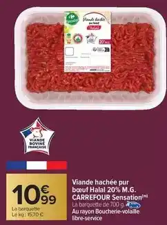 Carrefour Market Carrefour - viande hachée pur bœuf halal 20% m.g offre