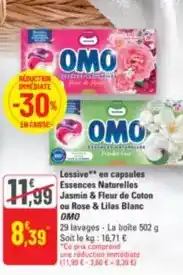 G20 Omo - lessive en capsules essences naturelles jasmin & fleur de coton offre