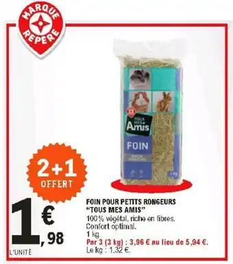 E.Leclerc Foin pour petits rongeurs "tous mes amis" offre