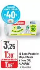 G20 Alfapac - 15 sacs poubelle stop-odeurs a liens 30 l offre