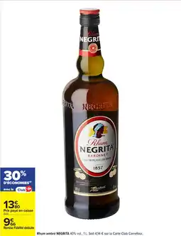 Carrefour Rhum ambré negrita offre