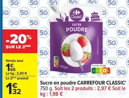 Carrefour Sucre en poudre carrefour classic offre