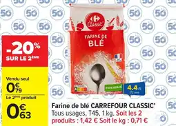 Carrefour Farine de blé carrefour classic offre