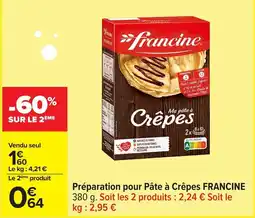 Carrefour Préparation pour pâte à crêpes francine offre