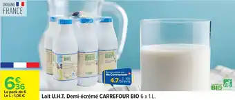 Lait U.H.T. Demi écrémé CARREFOUR BIO