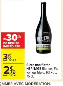 Carrefour HERITAGE Bière non filtrée offre