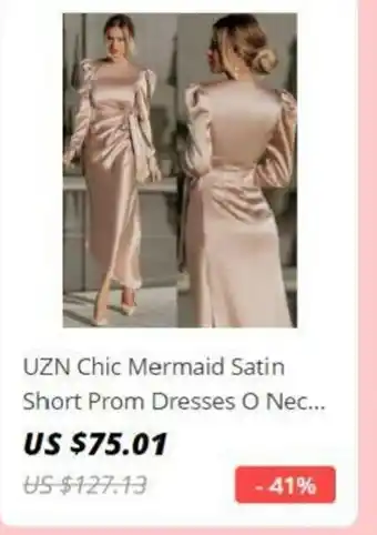 UZN Chic Mermaid Satin Short Prom Dresses