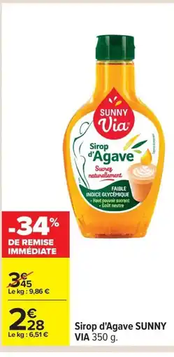 Carrefour SUNNY VIA Sirop d'Agave offre
