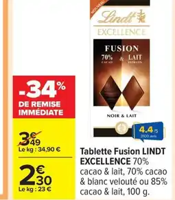 Carrefour LINDT EXCELLENCE Tablett Fusion offre
