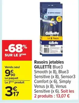 Carrefour GILLETTE Rasoirs jetables offre