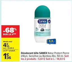 Carrefour SANEX Déodorant bille offre