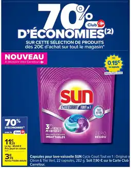 Carrefour SUN Capsules pour lave-vaisselle offre