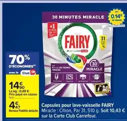Carrefour FAIRY Capsules pour lave-vaisselle offre