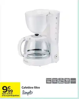 Carrefour SIMPL Cafetière filtre offre