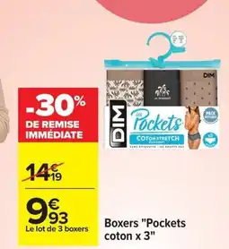 Carrefour Boxers Pockets coton x3 offre