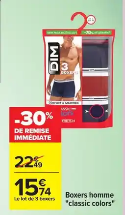 Carrefour Boxers homme classic colors offre