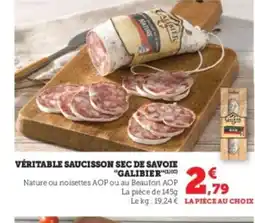 U Express GALIBIER Véritable saucisson sec de savoie offre
