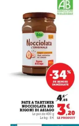 U Express Pate a tartiner nocciolata bio rigoni di asiago offre