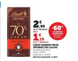 U Express LINDT Dessert noir intense 70% cacao offre