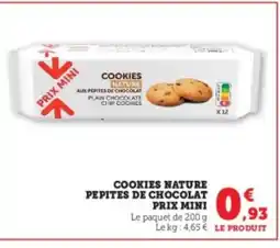 Hyper U Cookies nature pepites de chocolat prix mini offre