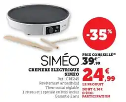 Hyper U SIMÉO Crepiere electrique offre