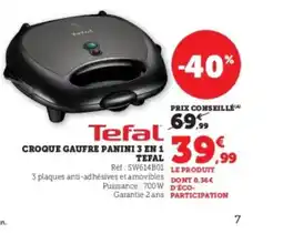 Hyper U TEFAL Croque gaufre panini 3 en 1 offre