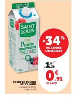 Hyper U SAINT LOUIS Sucre en poudre offre