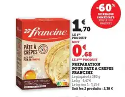Hyper U FRANCINE Preparation pour pate a crepes offre