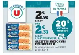 Hyper U U Galettes bretonnes pur beurre offre