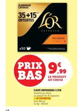 Hyper U L'OR Cafe espresso offre