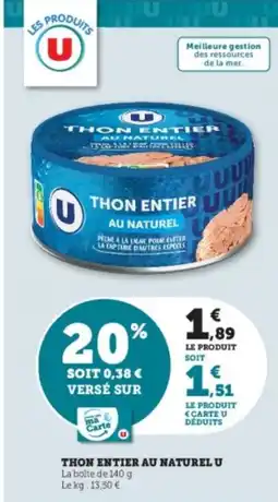Hyper U U Thon entier au nature offre
