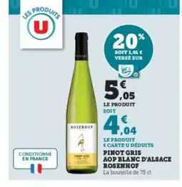 Hyper U ROSENHOF Pinot gris aop blanc d'alsace offre