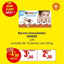 Coccimarket Barres chocolatées kinder offre