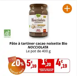 Coccimarket Pâte à tartiner cacao noisette bio nocciolata offre