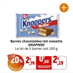 Coccimarket Barres chocolatées lait noisette knoppers offre