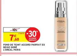 Intermarché Hyper L'oreal paris fond de teint accord parfait d3 beige doré offre