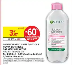 Intermarché Hyper Garnier skinactive solution micellaire tout en 1 peaux sensibles offre