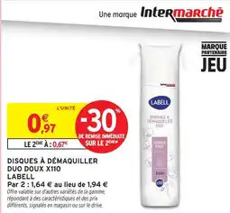 Intermarché Hyper Labell disques à démaquiller duo doux x110 offre