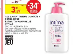 Intermarché Hyper Intima gel lavant intime quotidien extra doux extrait d'hamamélis offre