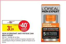 Intermarché Hyper Men expert soin hydratant anti-fatigue 24h offre