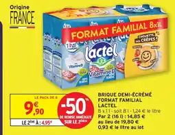 Intermarché Hyper Lactel brique demi-écrémé format familial offre
