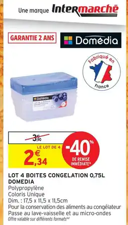Intermarché Hyper Domédia lot 4 boîtes congélation 0,75l offre