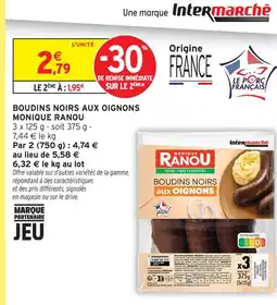 Intermarché Hyper Monique ranou boudins noirs aux oignons offre
