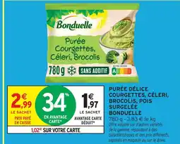 Intermarché Hyper Bonduelle purée délice courgettes, céleri, brocolis, pois surgelée offre