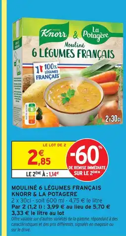 Intermarché Hyper Knorr & la potagere mouliné 6 légumes français offre