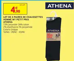 Intermarché Hyper Athena lot de 3 paires de chaussettes homme my petit prix offre